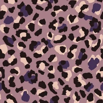 Leopard skin seamless pattern. Abstract animal fur wallpaper. Purple and warm Illustrazione stock