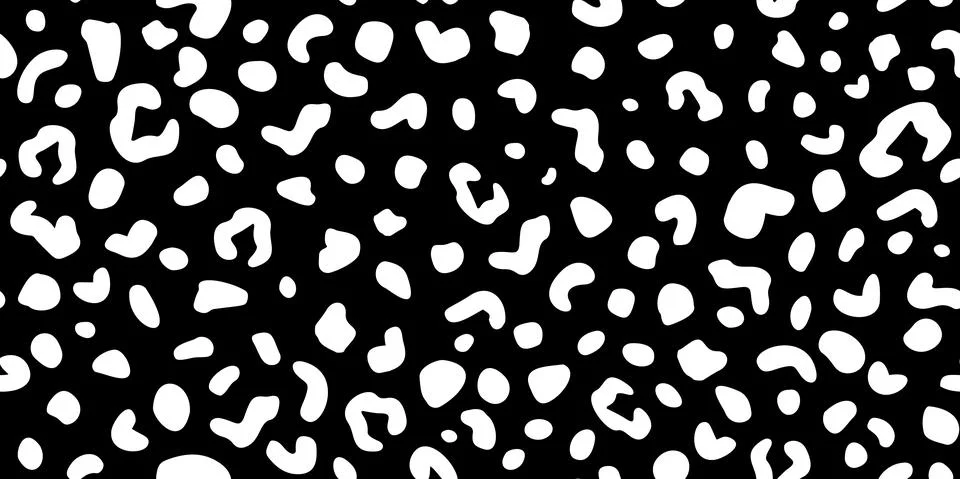 Leopard skin seamless pattern on black background. Retro savannah animals in  Stock Illustration