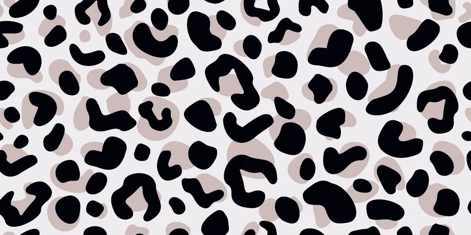 Leopard skin seamless pattern on gray background. Retro savannah animals in e Stock Illustration