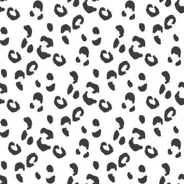 Leopard skin seamless pattern. Monochrome wild cat camouflage. Black and white Illustrazione stock