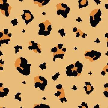 Leopard skin seamless pattern or animal fur spotted print vector illustration. Stock Illustration