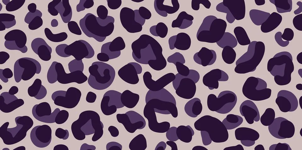 Leopard skin seamless pattern on purple background. Retro savannah animals in Stock Illustration