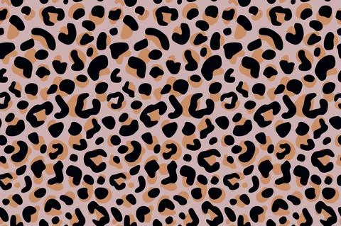 Leopard skin seamless pattern on. Retro savannah animals in engraving style. Illustrazione stock