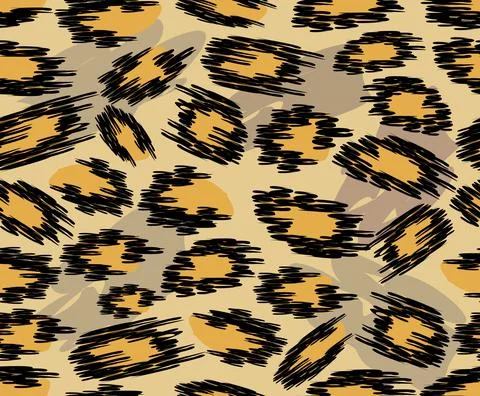 Leopard skin seamless patterns in natural colors Stock Illustration