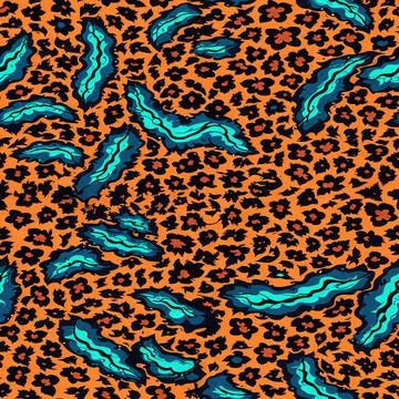Leopard Skin Texture Pattern print,animal leather seamless design. イラスト素材