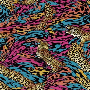 Leopard Skin Texture Pattern print,animal leather seamless design. 스톡 일러스트