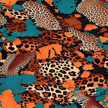 Leopard Skin Texture Pattern print,animal leather seamless design. Stock Illustration