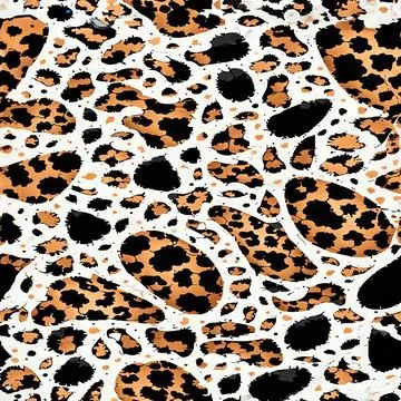 Leopard Skin Texture Pattern print,animal leather seamless design. イラスト素材