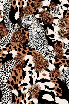 Leopard Skin Texture Pattern print,animal leather seamless design. Stock Illustration