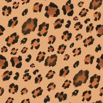 Leopard spots. Watercolor seamless pattern. Animal fur Leopard spots. Wate... Stock Photos