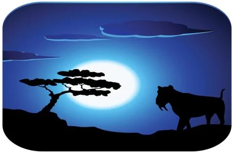 Leopard with sunrise Stock Illustration