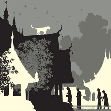 Leopard temple Stock Illustration