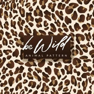 Leopard vector golden seamless pattern. Trendy fashion textile print design i Stock Illustration