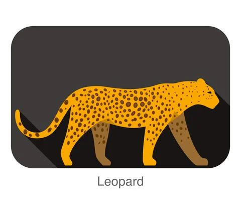 Leopard walking side flat 3D icon design Stock Illustration