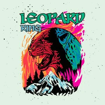 Leopard, wild animal, vector illustration for streetwear design Stock Illustration
