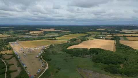 Lepe Beach over Camping ground Hampshire UK Stock Footage 323222837