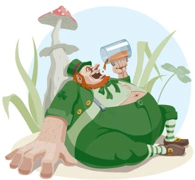Leprechaun with beer Stock Illustration