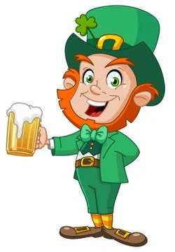 Leprechaun with beer Illustrazione stock