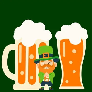 Leprechaun with beer. Vector illustration for St. Patrick's Day Stock Illustration