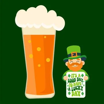 Leprechaun with beer. Vector illustration for St. Patrick's Day Stock Illustration