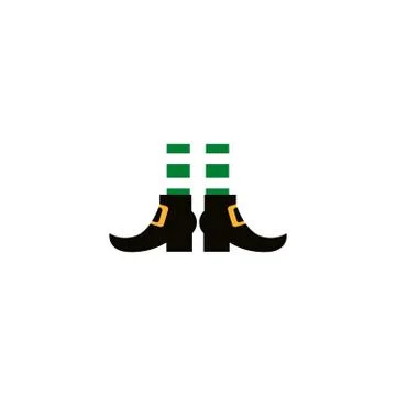 Leprechaun boots with socks, flat style icon Stock Illustration