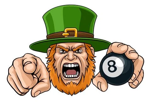 Leprechaun Celtic Irish Billiards Pool Ball Mascot Stock Illustration