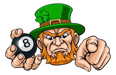 Leprechaun Celtic Irish Billiards Pool Ball Mascot Stock Illustration