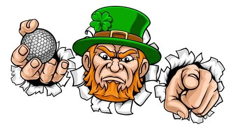 Leprechaun Celtic Irish Golf Ball Sports Mascot Stock Illustration