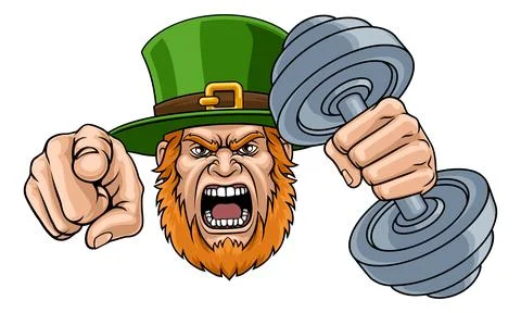 Leprechaun Celtic Irish Weight Lifting Gym Mascot Ilustración de archivo
