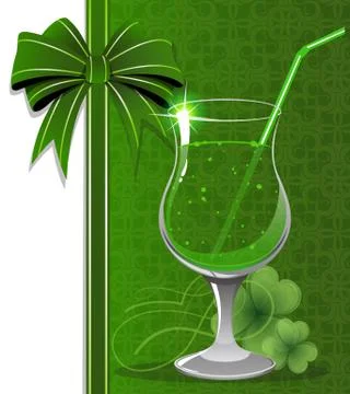 Leprechaun cocktail with clover Stock Illustration