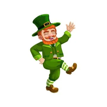 Leprechaun in dance isolated bearded Irish man Stock Illustration