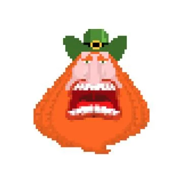 Leprechaun face pixel art. 8bit. Holiday of Ireland. St.Patrick 's Day. Tradi Stock Illustration