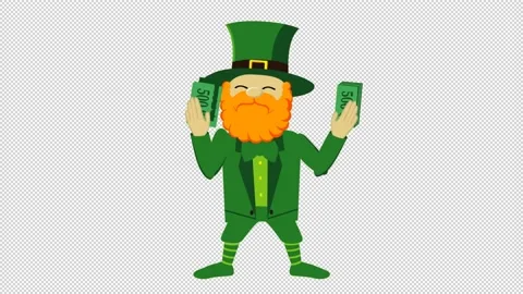 Leprechaun Gnome dansing and squander money. Stock Footage 146879916