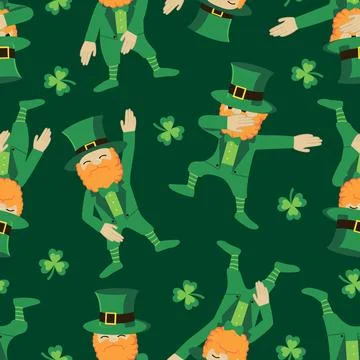 Leprechaun Gnome make DAB move, dancing hip hop style seamless Stock Illustration