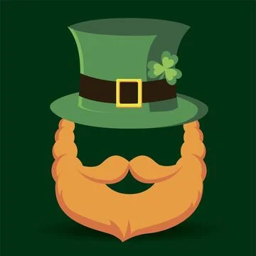 Leprechaun Gnome's hat and beard with mustache. 스톡 일러스트