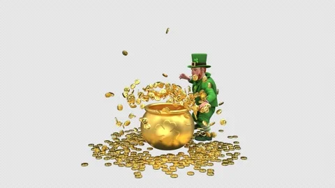 Leprechaun gold pot magic - 3d render looped with alpha channel. Stock Footage 167511571