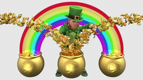 Leprechaun gold pot magic - 3d render looped with alpha channel. Stock Footage 167607815