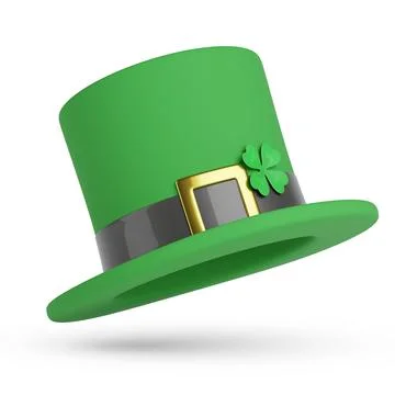 Leprechaun hat with clover isolated on white background. St. Patrick's day .. Stock Illustration
