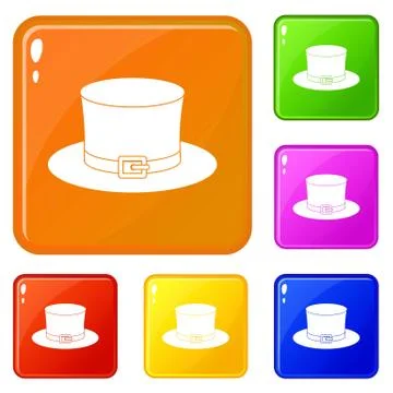 Leprechaun hat icons set vector color Stock Illustration
