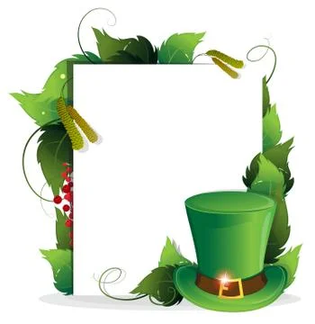 Leprechaun hat with leaves Stock Illustration