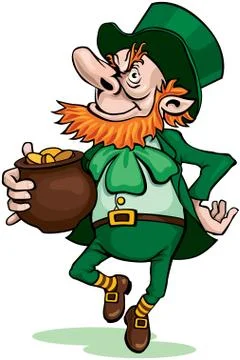 Leprechaun with pot of gold Stock-Illustration