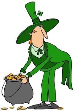 Leprechaun with a pot of gold Stock Illustration