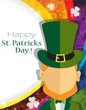 Leprechaun on rainbow background Stock Illustration