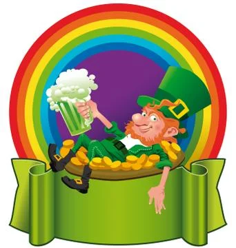 A Leprechaun in the rainbow 库存插图