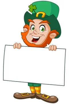 Leprechaun with sign Illustrazione stock