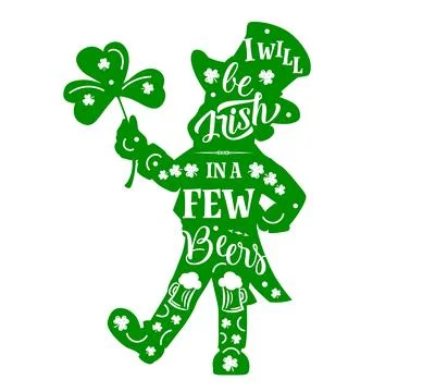Leprechaun silhouette with St Patrick day quote Stock Illustration