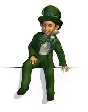 Leprechaun Sitting on Edge Stock Illustration