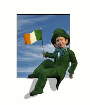 Leprechaun Sitting in Window Stock Illustration