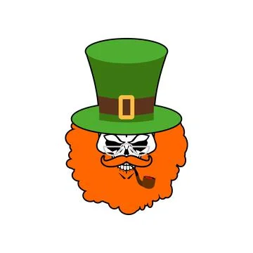 Leprechaun skull. st Patrick's day irish holiday illustration Stock Illustration