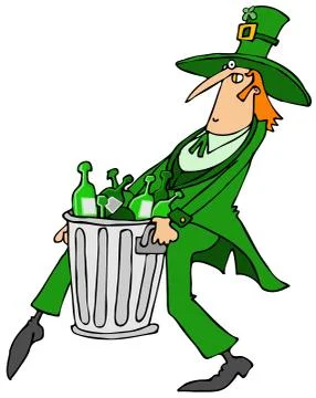 Leprechaun taking out the garbage Stock Illustration